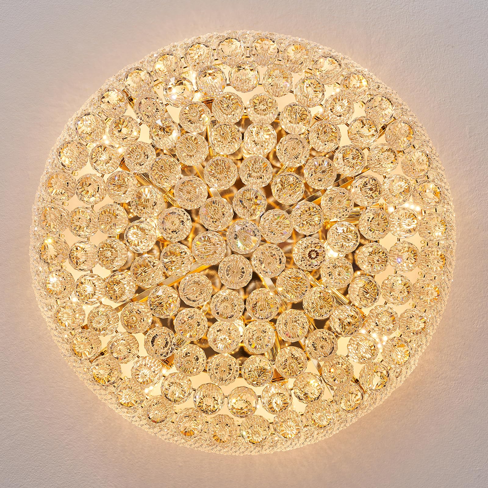 Homeooze 12 - Light Flush Mount Crystal Chandelier for